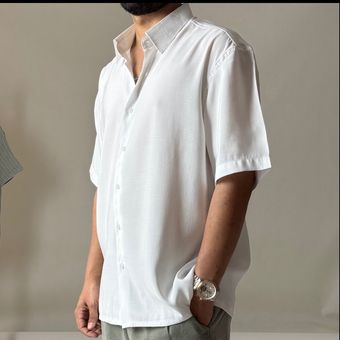 پیراهن مردانه سفید آستین کوتاه ( تنسل )