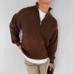 بافت نیم زیپ قهوه ای