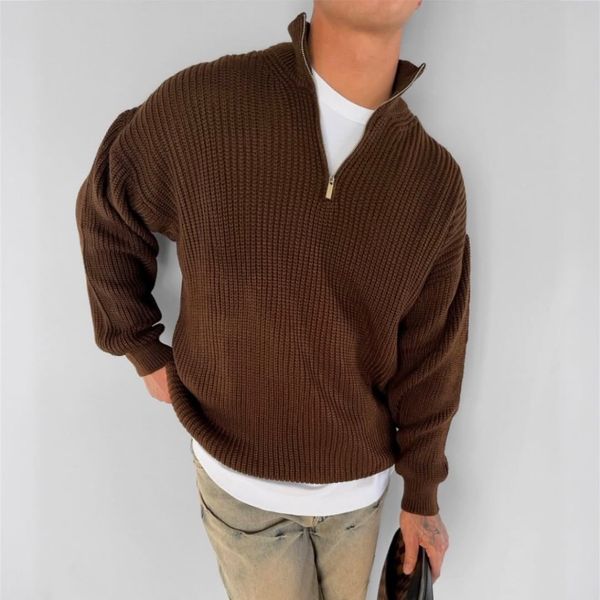 بافت نیم زیپ قهوه ای