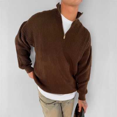 بافت نیم زیپ قهوه ای