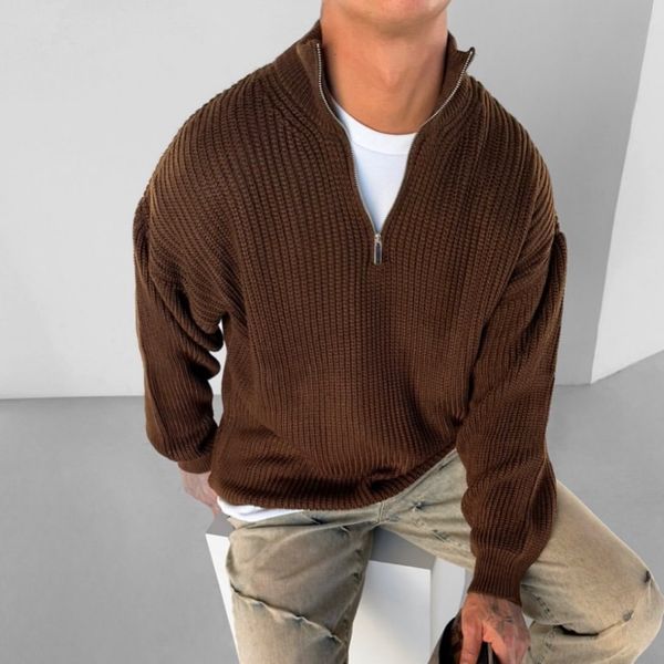 بافت نیم زیپ قهوه ای