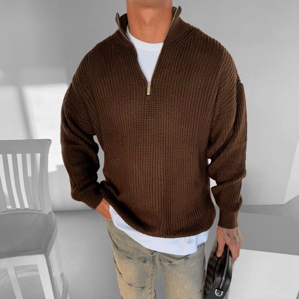 بافت نیم زیپ قهوه ای