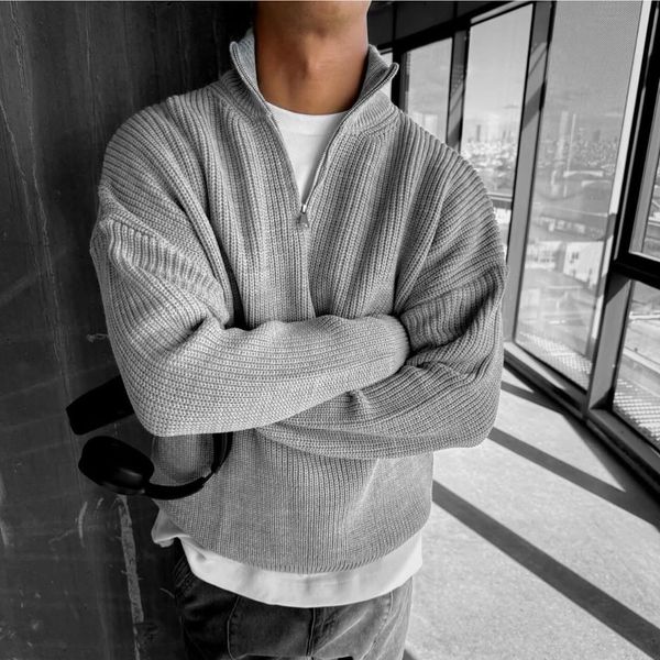 بافت نیم زیپ طوسی