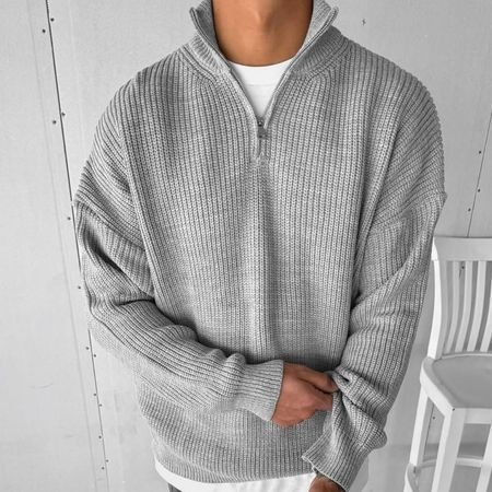 بافت نیم زیپ طوسی