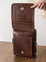 کیف چرم کروکودیل قهوه ای b188