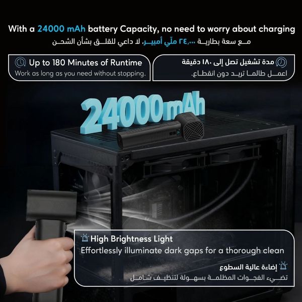 غول جت فن شارژی توربو (Turbo Blower Fan) از برند Powerology مدل PWF201BK