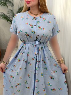 پیراهن نخی جلو دکمه 3762