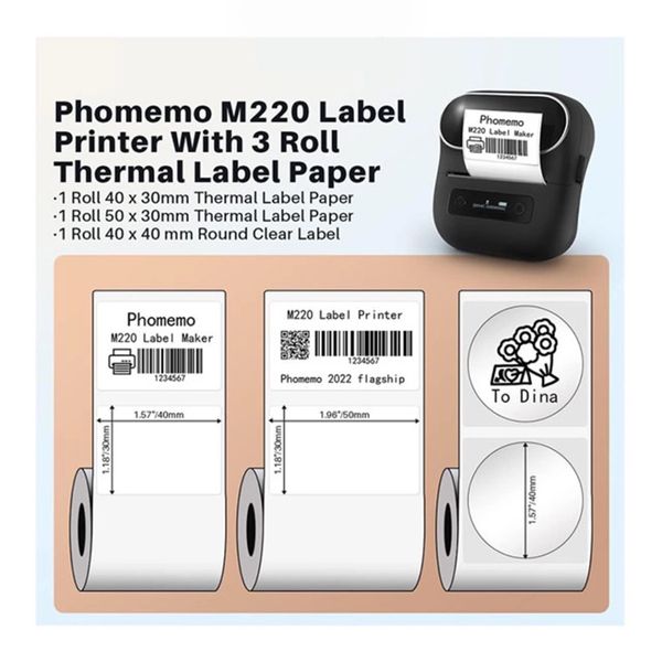 دستگاه لیبل پرینتر شارژی مدل M220 برند Phomemo
