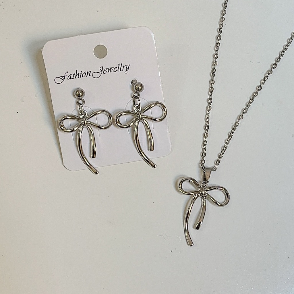 گردنبند_گوشواره پاپیون تو خالی