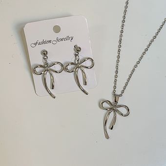 گردنبند_گوشواره پاپیون تو خالی