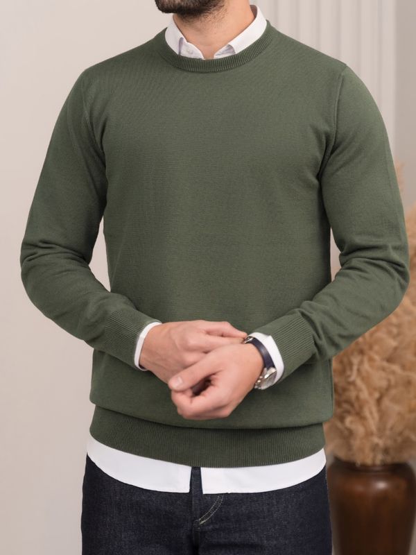 بافت یقه گرد سبز زیتونی sh390