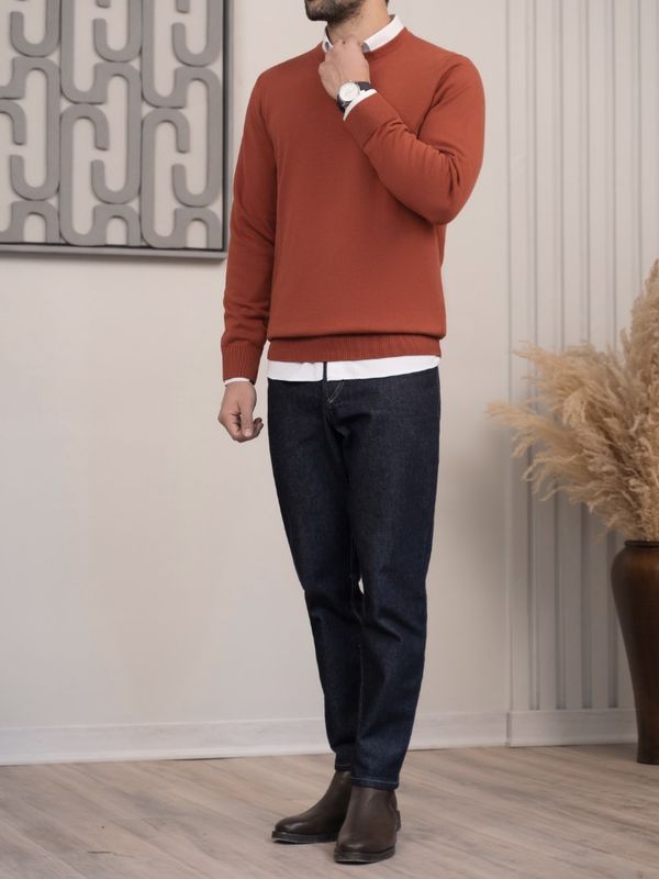 بافت یقه گرد آجری sh402