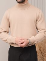 بافت یقه اسکی کرم خاکی روشن sh396