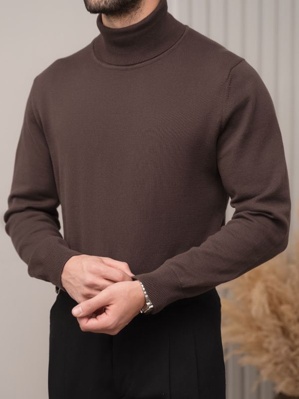 بافت یقه اسکی قهوه ای سوخته sh394