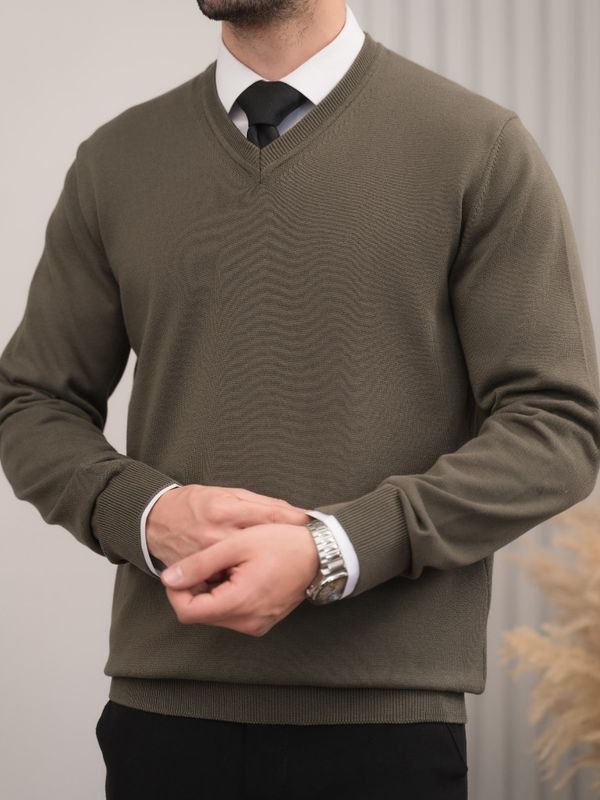 بافت یقه هفت سبز زیتونی sh407