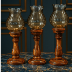 ست 3عددی شمعدان چوبی
