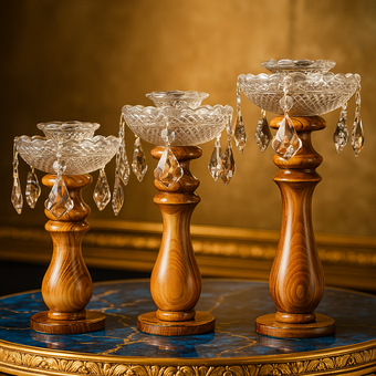 ست3عددی شمعدان چوبی