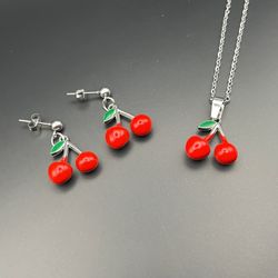 گوشواره_گردنبند آلبالو