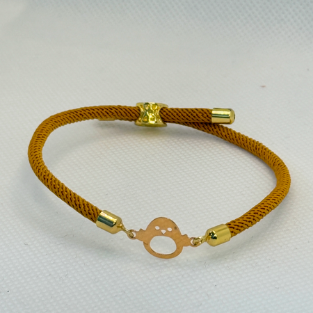 دستبند طلا با نخ ابریشمی طرح جوجه