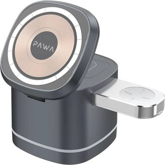شارژر بی‌سیم سه کاره پاوا مدل PW-MG31IPWA Cube