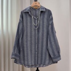 شومیز راه راه گلدار کد 1285