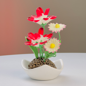 گل مصنوعی خمیری قرمز طرح زنبوری