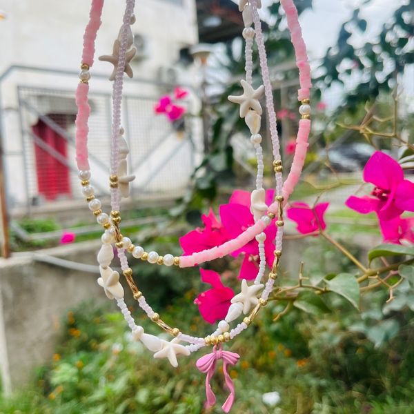 گردنبند ست صورتی