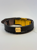 دستبند چرم با پلاک Miracle