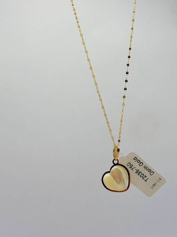 پلاک و زنجیر قلب سفید مرواریدی