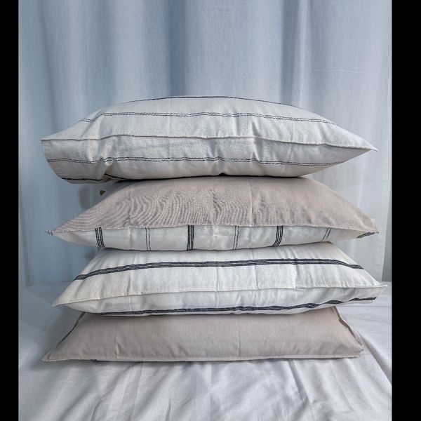 کاور بالشت لینن بژ راه پهن