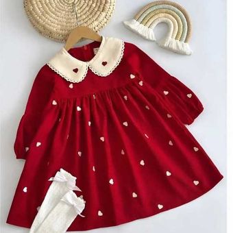 پیراهن مخمل دخترانه مدل قلب