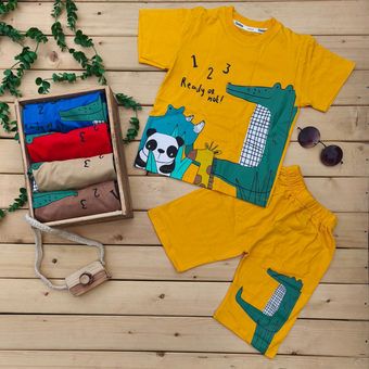 تیشرت شلوارک طرح تمساح 11067