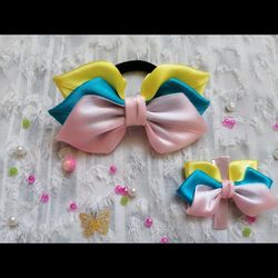 کش مو و گیره انبری پاپیونی سه رنگ