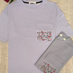 تیشرت جیب پاکتی گلدوزی شده آوا-زنانه(از سایز38-50) 134 س