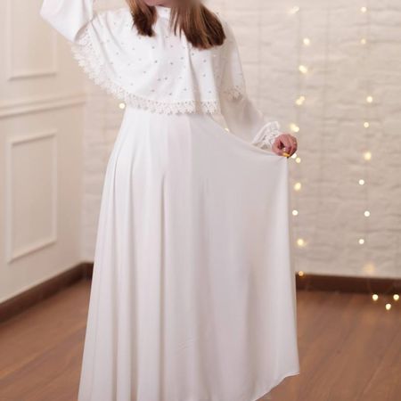 پیراهن مجلسی مازراتی پیراهن ماکسی پوشیده سفید پیراهن عقد