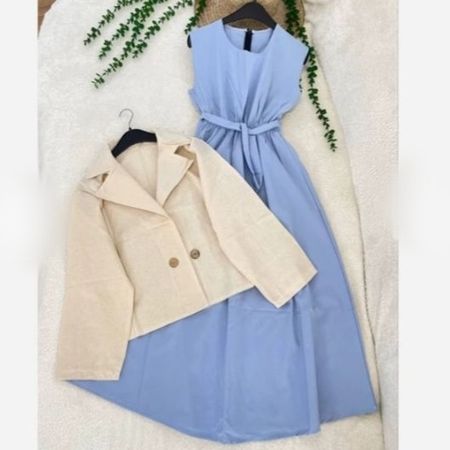 کت و سارافون زنانه لنین تابستانه بیرونی آبی