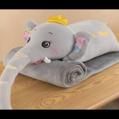 عروسک پتو بالشتی فیل طوسی