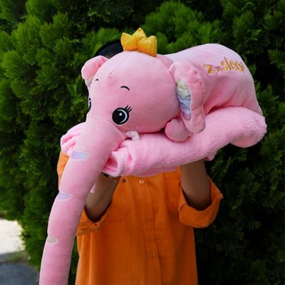 عروسک پتو بالشتی فیل صورتی