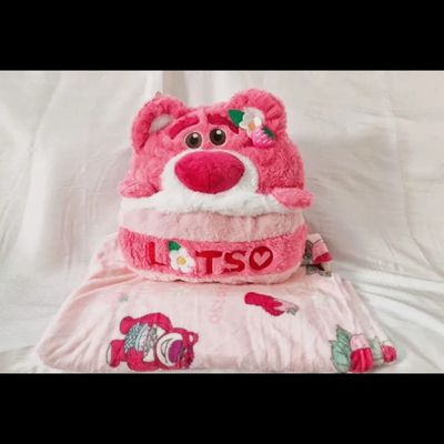 عروسک پتو بالشتی خرس توت فرنگی