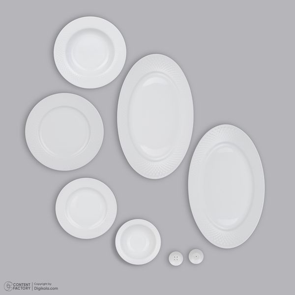 سرویس غذاخوری 28 پارچه چینی زرین ایران سری رادیانس مدل White 2 درجه عالی