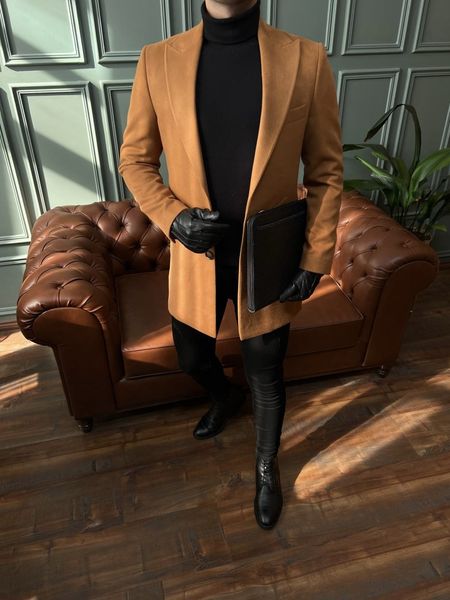 پالتو دو دکمه یقه بلیزر شتری o121