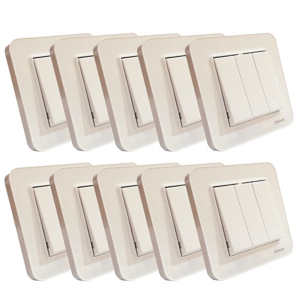 کلید سه پل ایران الکتریک مدل ارس بسته 10 عددی