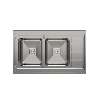 سینک ظرفشویی استیل روکار دو لگنه بیمکث مدل 939