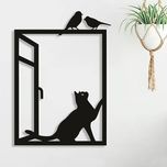 استیکر مدل چوبی گربه و پرنده کد T85