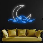 چراغ دیواری نئون طرح ماه و موج*120