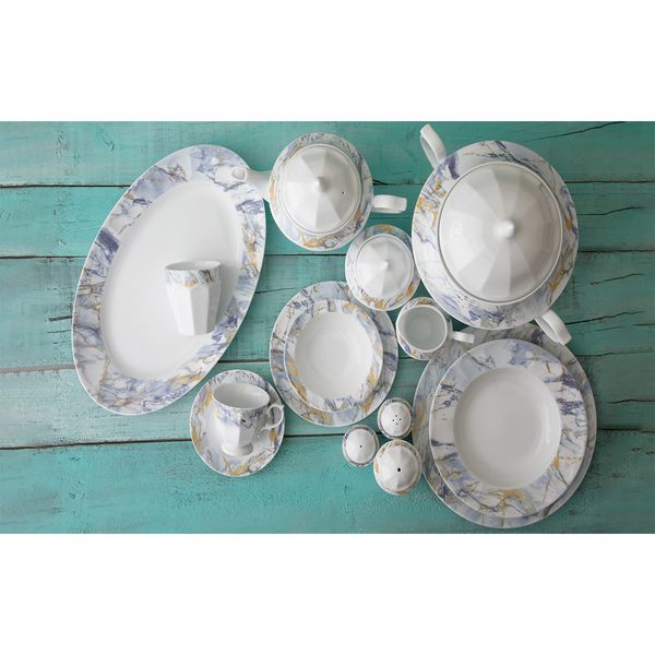 سرویس غذا خوری103 پارچه چینی زرین ایران مدل گلدستون سری نئوکلاسیک درجه یک