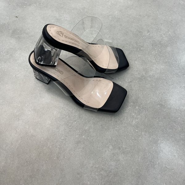 صندل زنانه دیاموند مدل طلقی شیشه ای رنگ مشکی