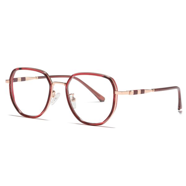 فریم عینک طبی چند ضلعی زنانه مدل ُTRZC829 C42-P81 Transparent Red