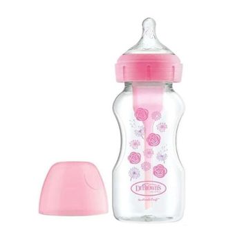 شیشه شیر دکتر براونز عریض Wide طرح گل گنجایش 270 میلی لیتر