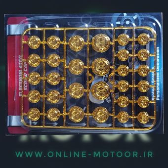 پک گل پیچ و روکش مخصوص پیچ های انجین موتورسیکلت بسته 30عددی (رنگ طلایی)